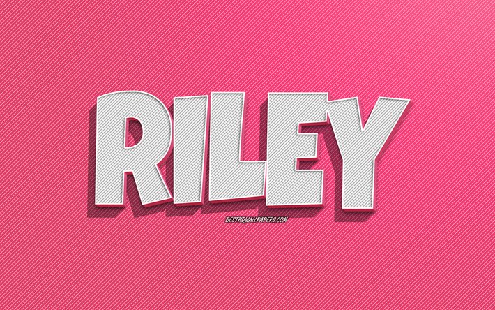 ライリー, ピンクの線の背景, 名前の壁紙, ライリーの名前, 女性の名前, ライリーグリーティングカード, 線画, ライリーの名前の絵