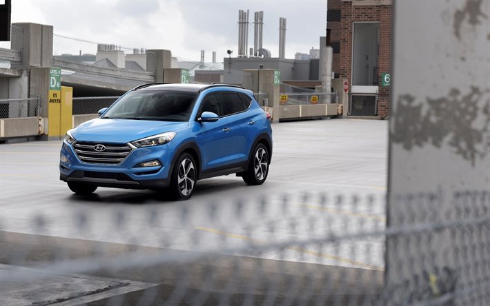 Download wallpapers Hyundai Tucson, 2017, crossovers, blue