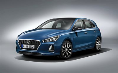 Hyundai i30, 2017, la nuova i30, blu Hyundai, blu i30, due volumi