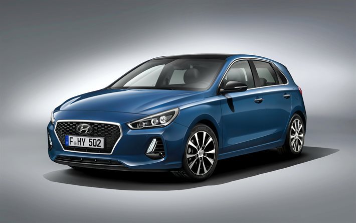 Download wallpapers Hyundai i30, 2017, new i30, blue Hyundai, blue i30 ...