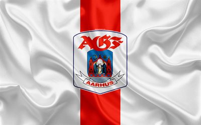 Aarhus FC, 4K, Dinamarqu&#234;s futebol clube, emblema, logo, Dinamarqu&#234;s Superleague, futebol, Aarhus, Dinamarca, textura de seda