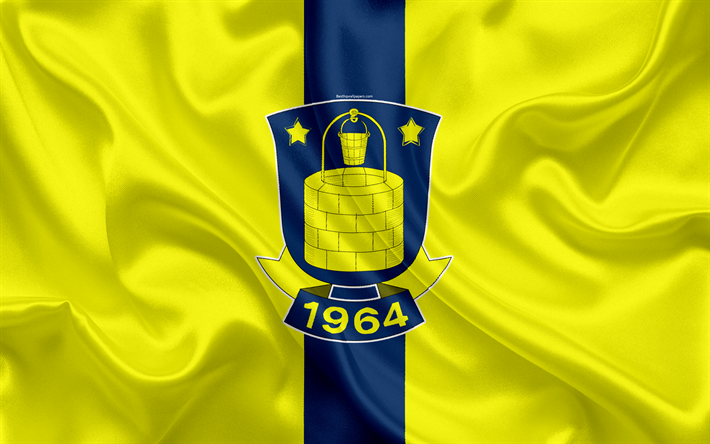 Brondby fc, FC, 4K, デンマークのサッカークラブ, エンブレム, ロゴ, デンマークのSuperleague, サッカー, Brondbyvester, デンマーク, シルクの質感