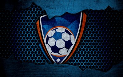 سيدني FC, 4k, الشعار الجديد, الدوري, كرة القدم, نادي كرة القدم, أستراليا, الجرونج, الملمس المعدني, أديلايد نادي سيدني