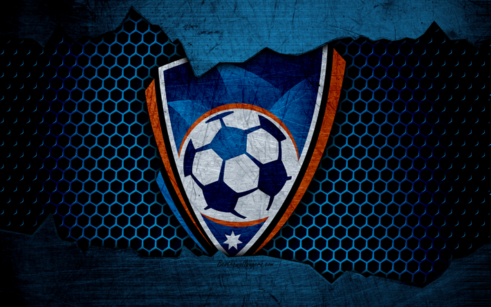 sydney fc, 4k, neues logo, a-liga, fu&#223;ball, fu&#223;ball club, australien, grunge metall textur, adelaide sydney fc