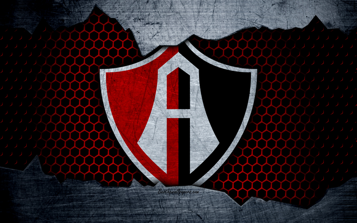 Atlas, 4k, logo, Liga MX, soccer, Primera Division, football club, Mexico, grunge, metal texture, Atlas FC