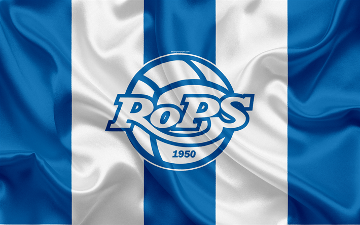 FC RoPS, Rovaniemen Palloseura, 4k, Finnish football club, emblem, logo, Finnish Premier Division, Rovaniemi, Finland, football, silk texture