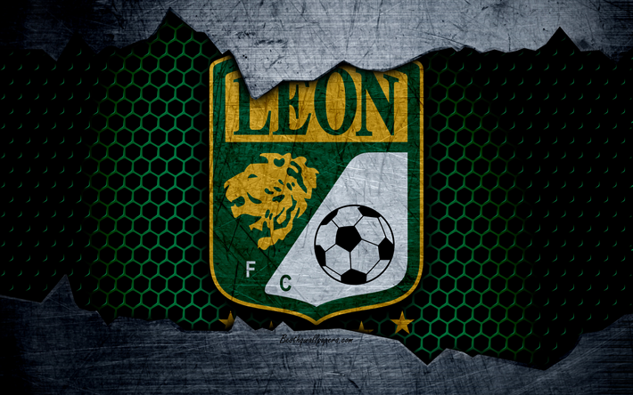 Leon, 4k, logotyp, Liga MX, fotboll, Primera Division, football club, Mexiko, grunge, metall textur, Leon FC