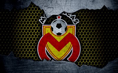 Monarcas, 4k, logo, Liga MX, futebol, Primeira Divis&#227;o, clube de futebol, Mexico, grunge, textura de metal, Monarcas FC