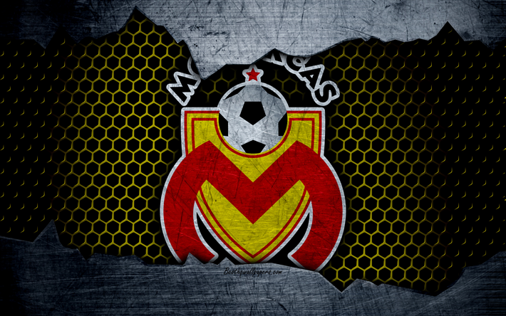 Monarcas, 4k, logo, Liga MX, soccer, Primera Division, football club, Mexico, grunge, metal texture, Monarcas FC