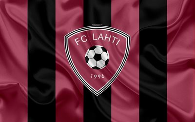 Lahti FC, 4k, Finnish football club, emblem, logo, Finnish Premier Division, Lahti, Finland, football, silk texture