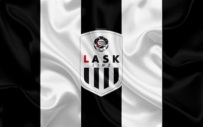 LASK Linz FC, 4k, Austrian football club, emblem, logo, Austrian Bundesliga, Austrian football championship, football, Linz, Austria, silk texture