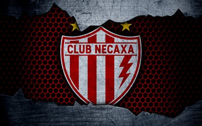 Necaxa, 4k, logo, Liga MX, soccer, Primera Division, football club, Mexico, grunge, metal texture, Necaxa FC