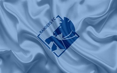 Randers FC, 4k, Dinamarqu&#234;s futebol clube, emblema, logo, Dinamarqu&#234;s Superleague, futebol, Randers, Dinamarca, textura de seda