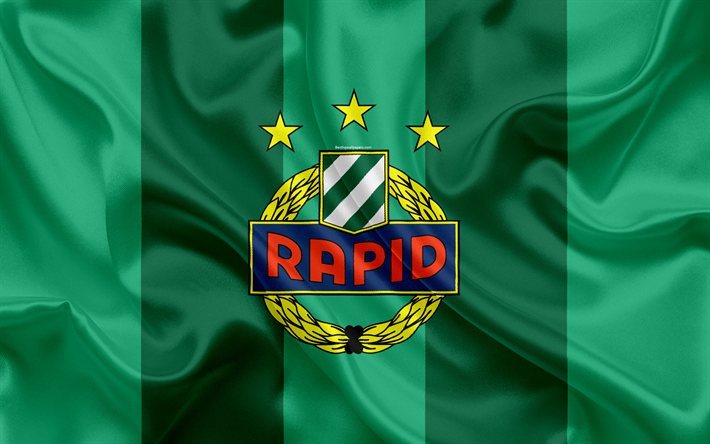 Rapid Vienna FC, 4k, Austrian football club, emblem, logo, Austrian Bundesliga, Austrian football championship, football, Vienna, Austria, silk texture