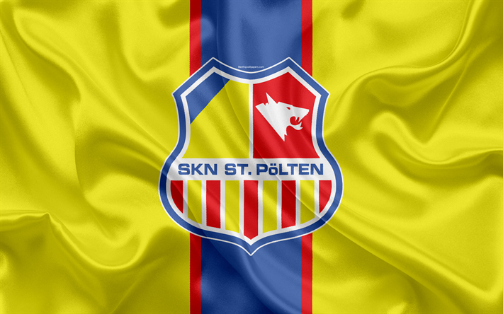 St Polten FC, 4k, Austrian football club, emblem, logo, Austrian Bundesliga, Austrian football championship, football, St Polten, Austria, silk texture