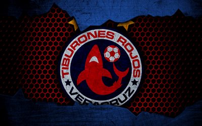 TR فيراكروز, 4k, شعار, والدوري, كرة القدم, Primera Division, نادي كرة القدم, المكسيك, الجرونج, الملمس المعدني, TR فيراكروز FC