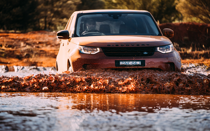 Land Rover Discovery Sport, offroad, 2017 auto, il fango, la nuova Discovery Sport, fiume, Land Rover