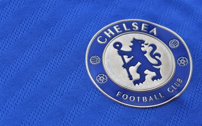Chelsea FC, logotyp, bl&#229; T-shirt, emblem, Engelska Football Club, London, England, Premier League, fotboll