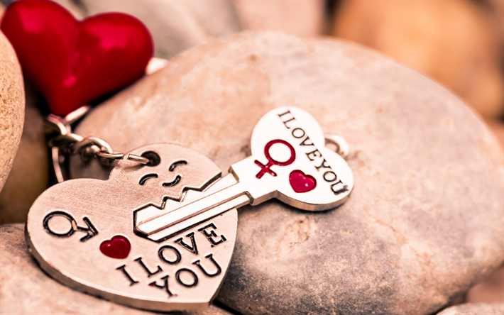 Download wallpapers I love you, the key to the heart, romance, key chain,  keys for desktop free. Pictures for desktop free