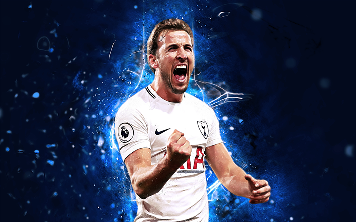 Harry Kane, englsih fotbollsspelare, abstrakt konst, Tottenham Hotspur, fotboll, Kane, Premier League, neon lights, Tottenham FC