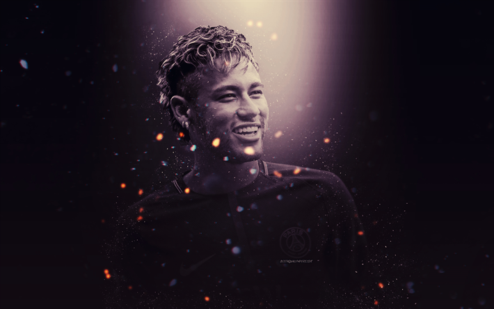 Neymar Jr, 4k, arte creativa, il Paris Saint-Germain, il PSG, il Brasiliano un giocatore di calcio, effetti di luce, la Francia, i giocatori di calcio, Neymar da Silva Santos Junior