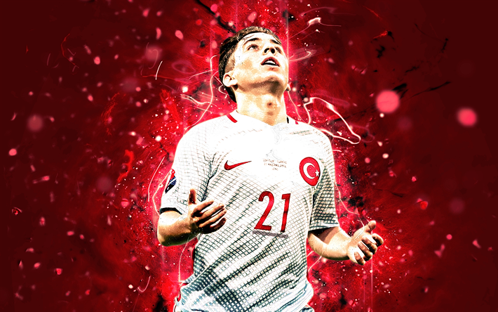 Emre Mor, fan art, Turkey National Team, creative, Mor, soccer, footballers, abstract art, neon lights, Turkish football team