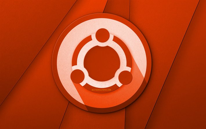 Ubuntu oranssi logo, 4k, luova, Linux, oranssi materiaali suunnittelu, Ubuntu-logo, merkkej&#228;, Ubuntu