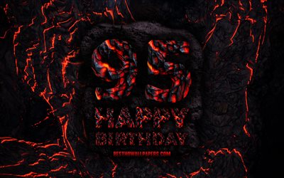 4k, Happy 95 Years Birthday, fire lava letters, Happy 95th birthday, grunge background, 95th Birthday Party, Grunge Happy 95th birthday, Birthday concept, Birthday Party, 95th Birthday