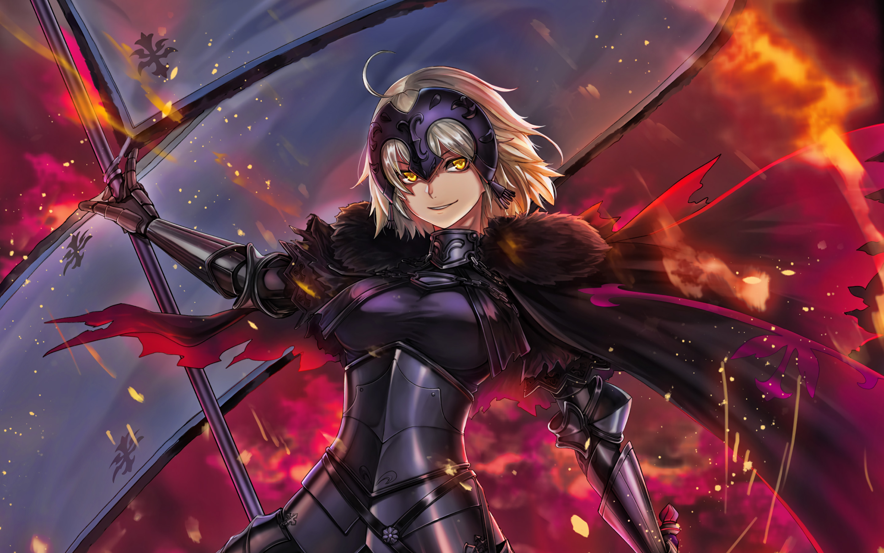Download wallpapers Fate Grand Order, darkness, Jeanne d Arc, manga ...