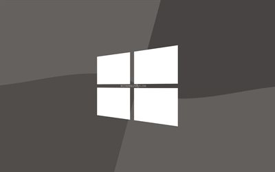 Windows 10 gray logo, 4k, Microsoft logo, minimal, OS, gray background, creative, Windows 10, artwork, Windows 10 logo