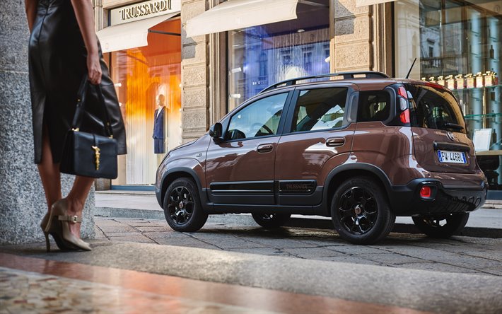 Fiat Panda Trussardi, 2019, &#224; l&#39;ext&#233;rieur, vue de face, brune nouvelle Fiat Panda, tuning, minivan, Fiat