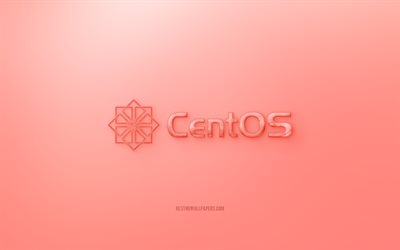 CentOS3Dロゴ, 赤の背景, 赤CentOSゼリーのロゴ, CentOSエンブレム, 創作3Dアート, CentOS
