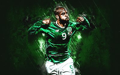 David McGoldrick, İrlanda Milli Futbol Takımı, portre, İrlandalı futbolcu, yeşil taş arka plan, İrlanda