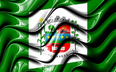 Queimados Flagga, 4k, St&#228;der i Brasilien, Sydamerika, Flagga Queimados, 3D-konst, Brann, Brasilianska st&#228;der, Queimados 3D-flagga, Brasilien