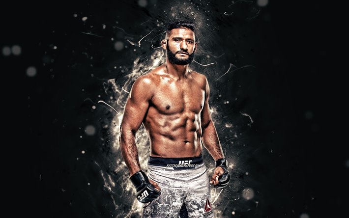 Dhiego Lima, 4k, branco luzes de neon, Brazilian american combatentes, MMA, UFC, Artes marciais mistas, Dhiego Lima 4K, Lutadores do UFC, Lutadores de MMA