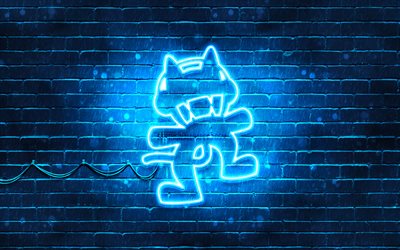 Monstercat logo azul, 4k, superestrellas, azul brickwall, Monstercat logotipo, im&#225;genes, Monstercat de ne&#243;n logotipo, estrellas de la m&#250;sica, Monstercat