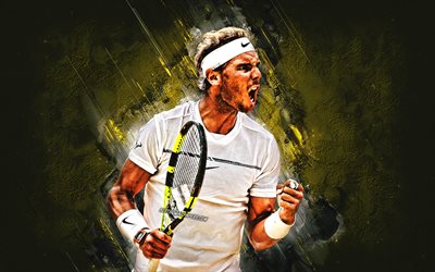 ラファエルプ, ATP, スペイン語のテニスプレイヤー, 肖像, 黄色の石背景, 【クリエイティブ-アート, テニス