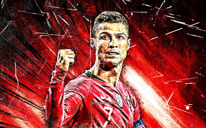 Cristiano Ronaldo, grunge art, de l&#39;&#201;quipe Nationale du Portugal, de soccer, de CR7, le rouge des raies, des portugais de l&#39;&#233;quipe de football, Ronaldo, Cristiano Ronaldo dos Santos Aveiro, Grunge Cristiano Ronaldo