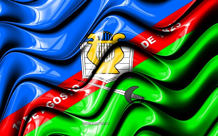 Caxias Bandeira, 4k, Cidades do Brasil, Am&#233;rica Do Sul, Bandeira de Caxias, Arte 3D, Caxias, Cidades brasileiras, Caxias 3D bandeira, Brasil