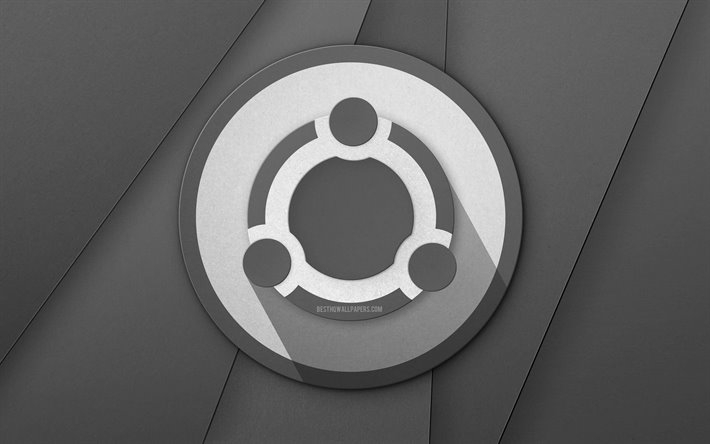 Ubuntu gray logo, 4k, creative, Linux, gray material design, Ubuntu logo, brands, Ubuntu