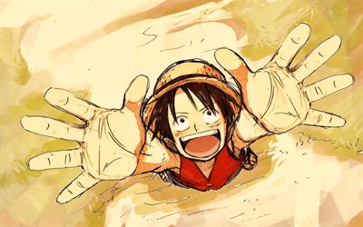 Monkey D Luffy, artwork, One Piece, fan art, manga, One Piece characters
