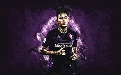 Erick Pulgar, ACF Fiorentina, Chilean football player, portrait, purple stone background, creative art, football, Serie A, Italy