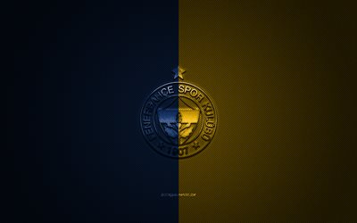 Fenerbahce SK, Turkish football club, Turkish Super League, blue yellow logo, blue yellow carbon fiber background, football, Istanbul, Turkey, Fenerbahce logo