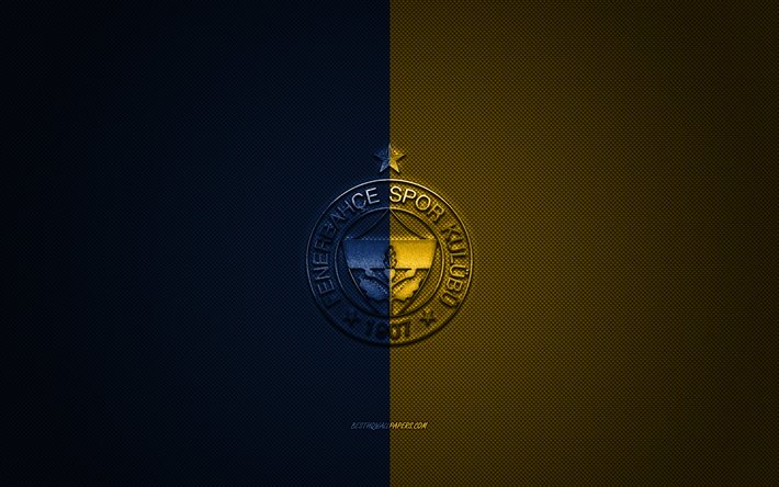 Fenerbahce SK, club de football turc, turc Super League, bleue logo jaune, bleu jaune en fibre de carbone de fond, football, Istanbul, Turquie, Fenerbahce logo