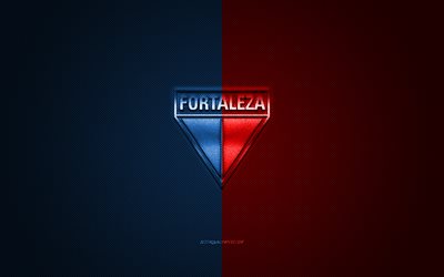 Fortaleza EC, Brazilian football club, Serie A, Blue Red logo, Blue Red carbon fiber background, football, Fortaleza, Brazil, Fortaleza logo, Fortaleza Esporte Clube