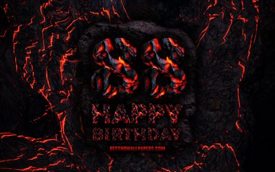 4k, Happy 88 Years Birthday, fire lava letters, Happy 88th birthday, grunge background, 88th Birthday Party, Grunge Happy 88th birthday, Birthday concept, Birthday Party, 88th Birthday