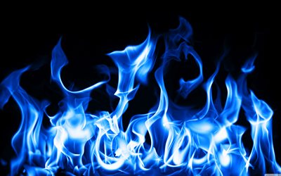 bl&#229; eld, 4k, eldl&#229;gor, eld texturer, bakgrund med eld, bl&#229; brinnande bakgrund, brand