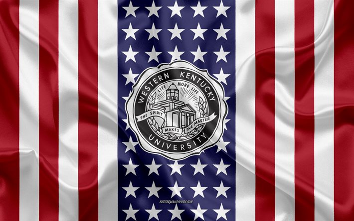 Western Kentucky University Emblem, American Flag, Western Kentucky University logo, Bowling Green, Kentucky, Etats-Unis, Western Kentucky University