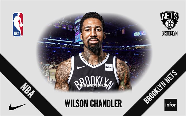 Wilson Chandler, Brooklyn Nets, joueur de basket-ball am&#233;ricain, NBA, portrait, USA, basket-ball, Barclays Center, logo de Brooklyn Nets