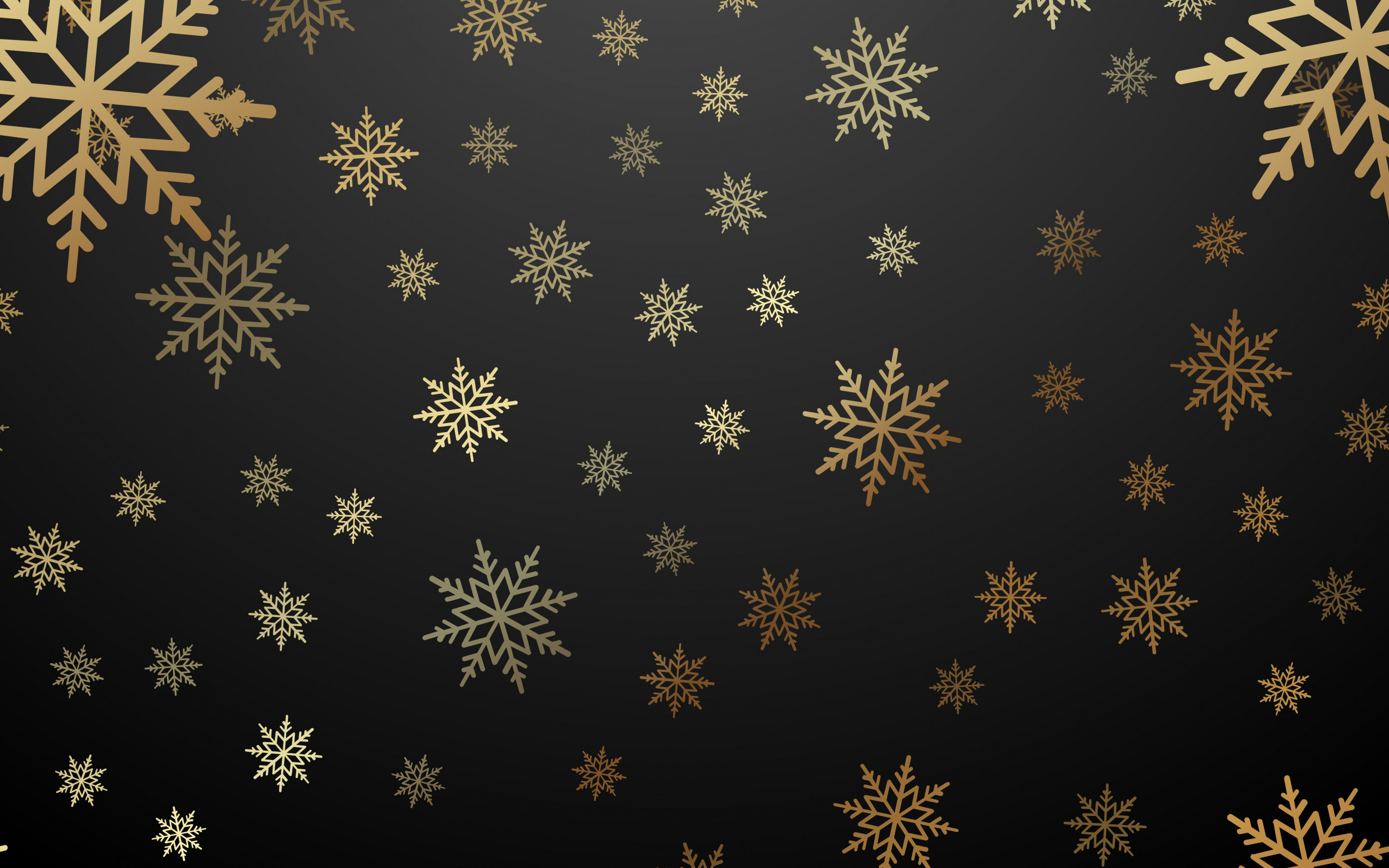 Descargar fondos de pantalla fondo negro con copos de nieve dorados, fondo  dorado de navidad, año nuevo, fondo dorado de copos de nieve, fondo negro de  invierno, copos de nieve monitor con